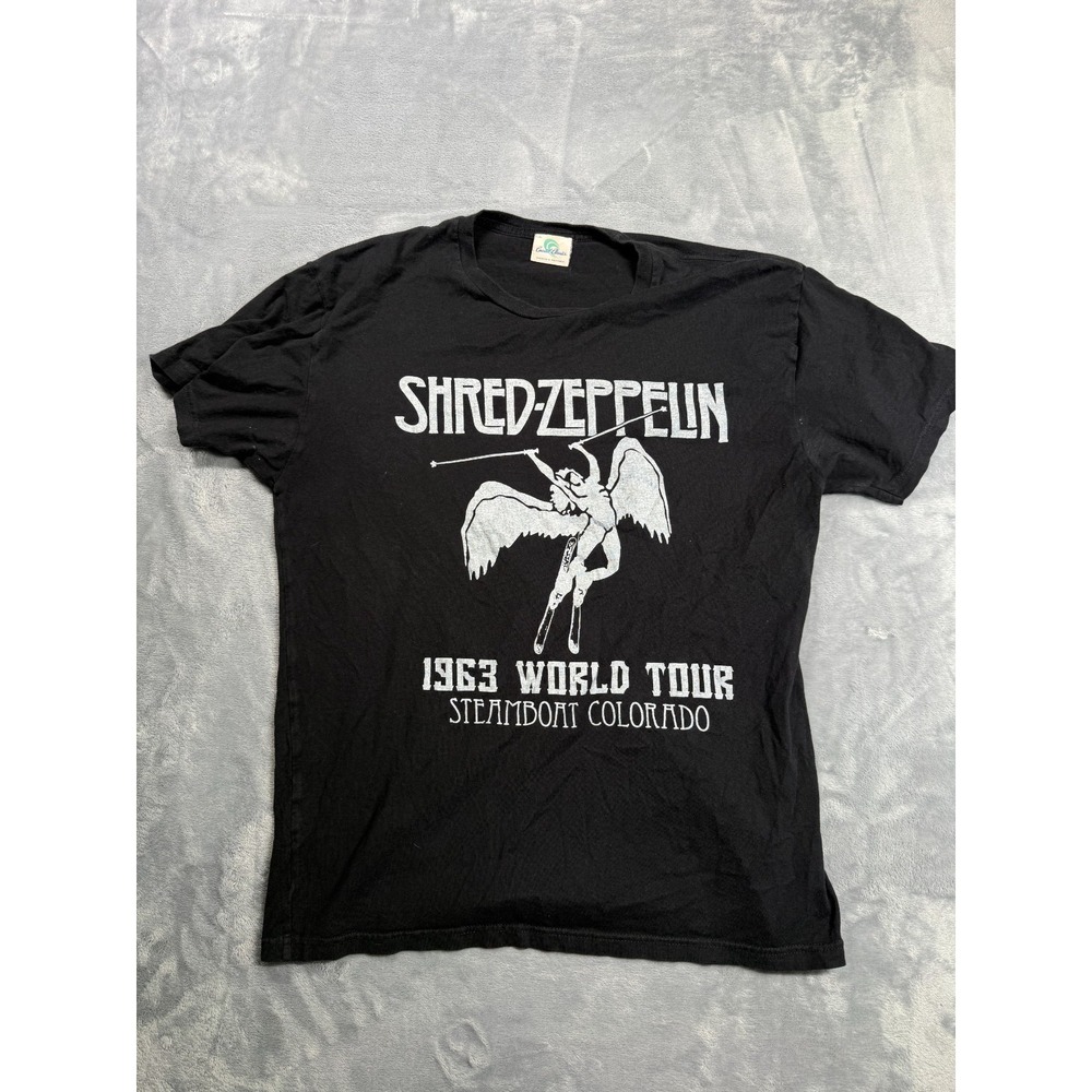 Coastal Classics Mens Black Shred Zeppelin 1963 World Tour Steamboat T Shirt S